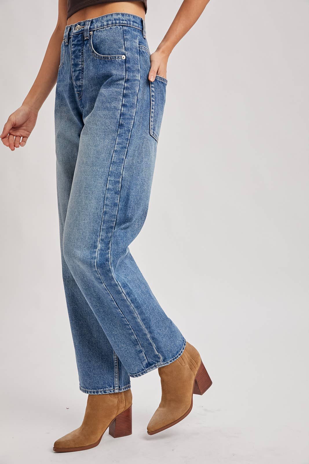 Medium Wash High Rise Straight Jeans