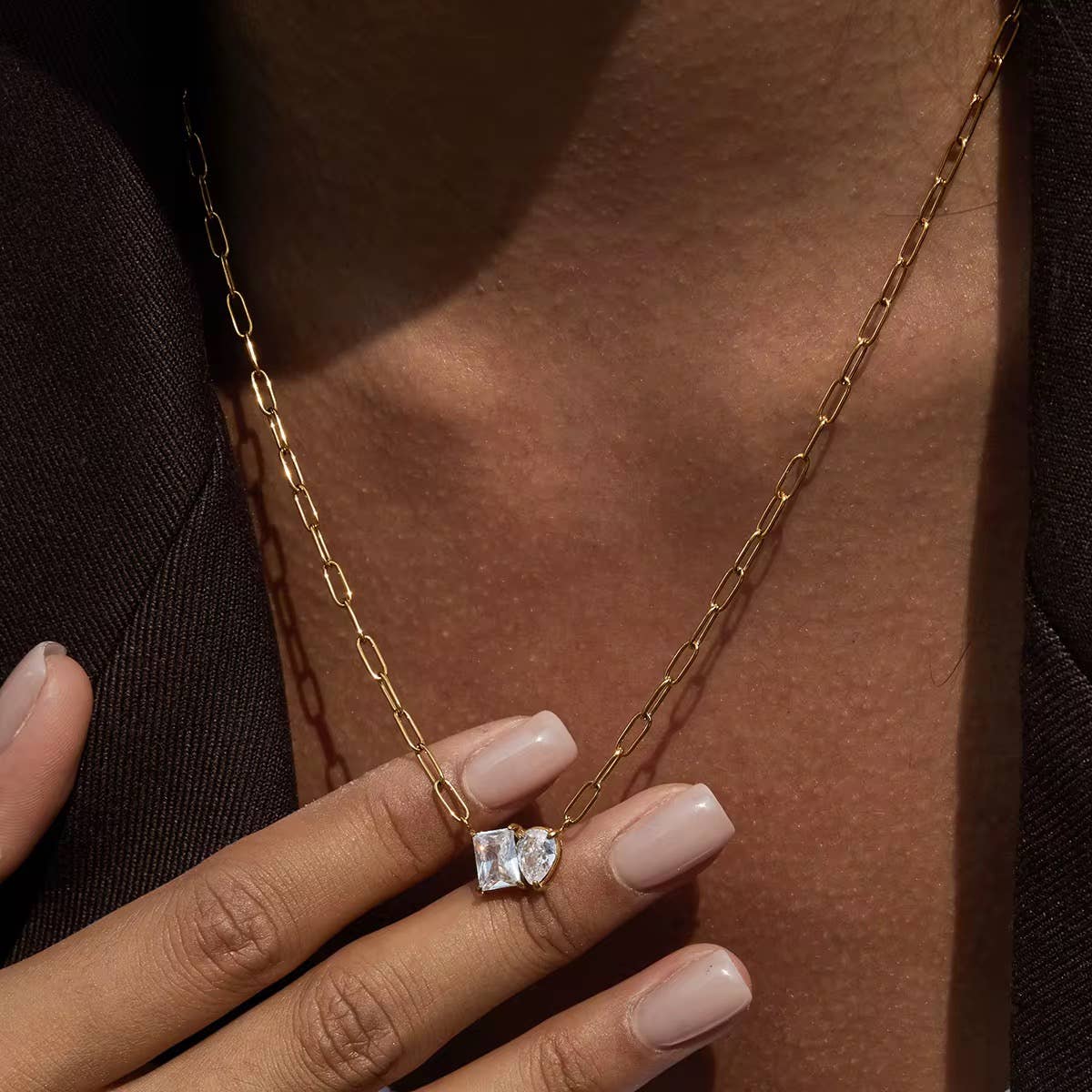 Duo Emerald & Pear Necklace