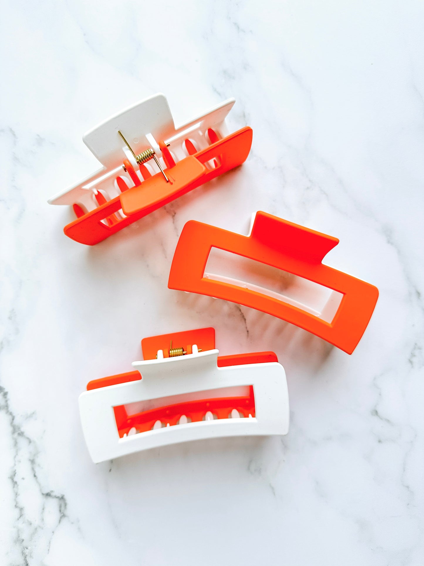 Orange & White Two Tone Hair Claw Clip