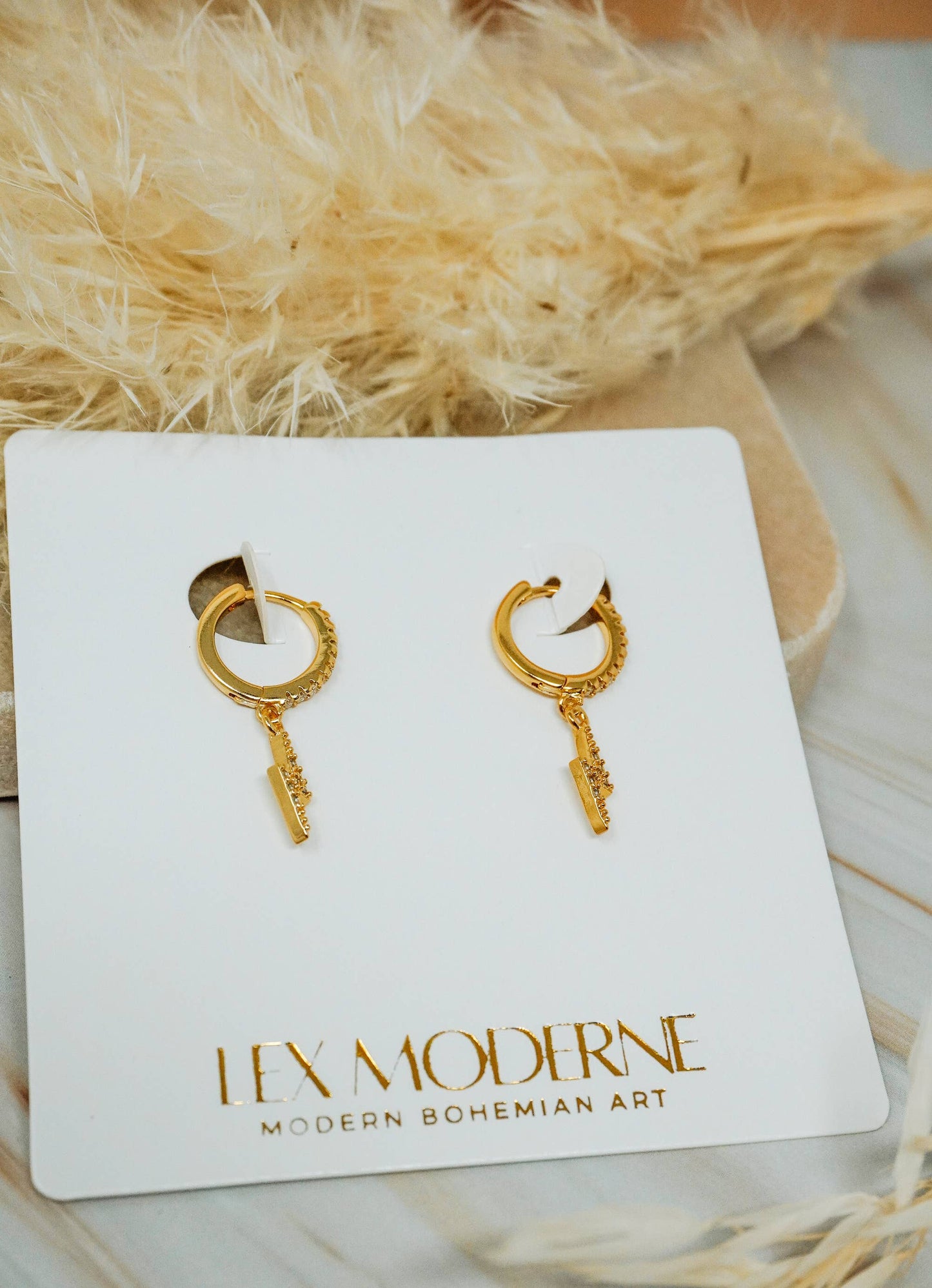 Lightning Bolt Dangle Hoops