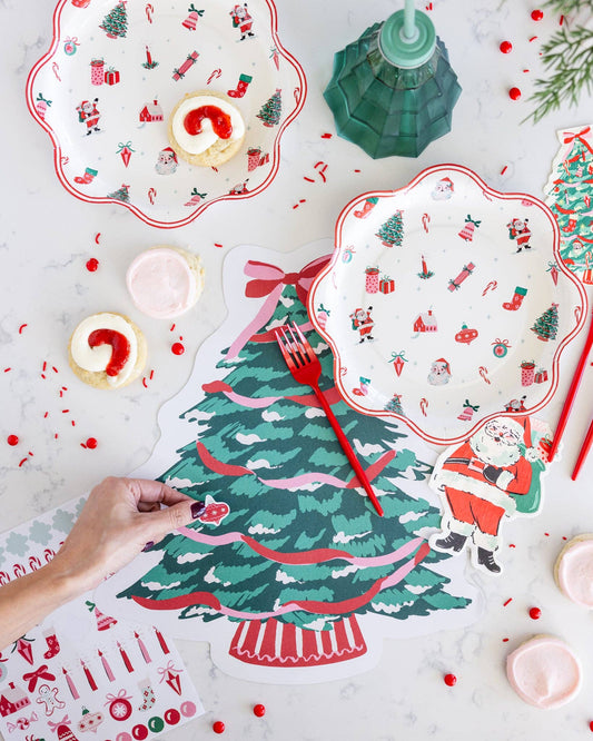 HChristmas Tree Shaped Placemats with Stickers