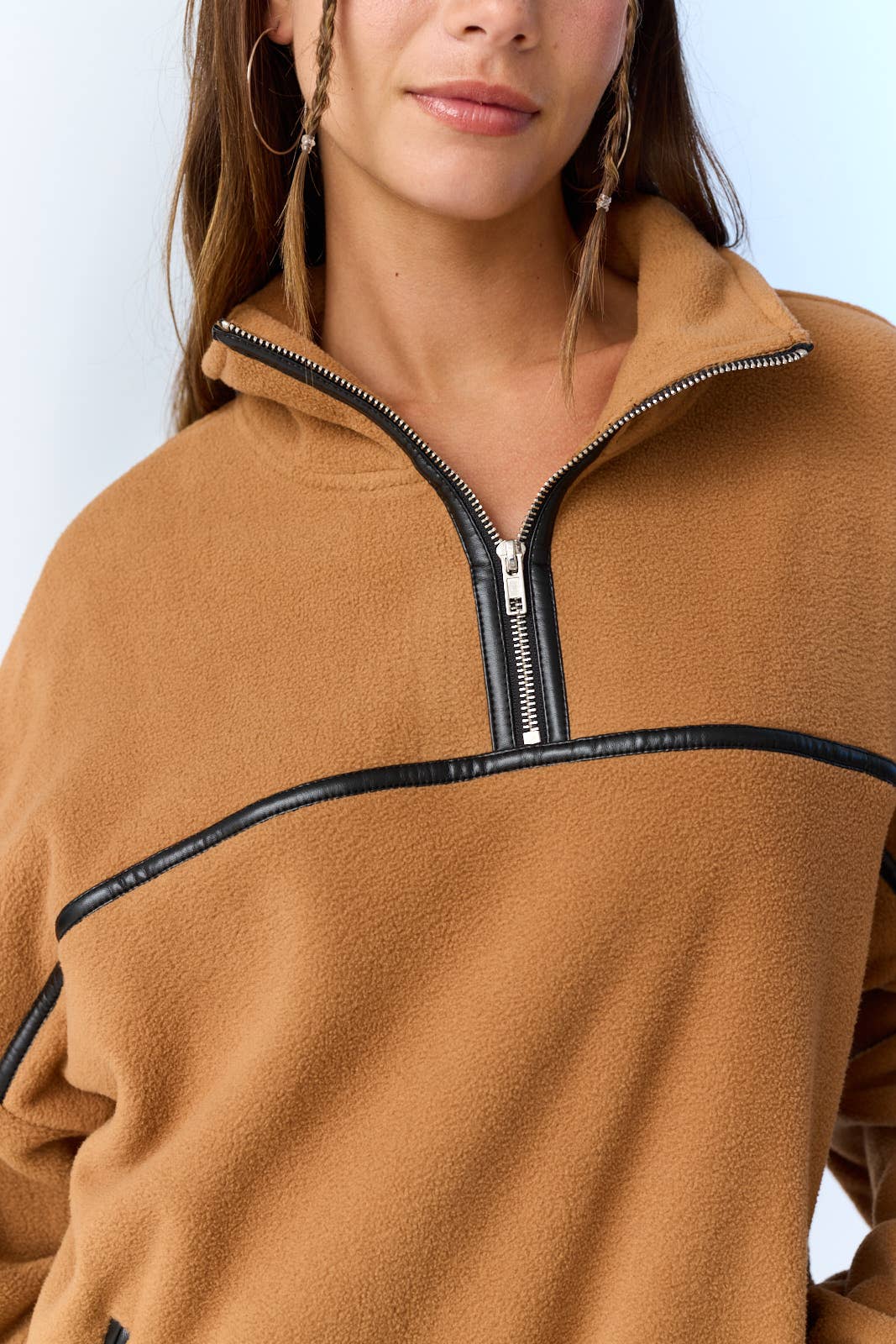 Brown Half Zip Fleece Pullover