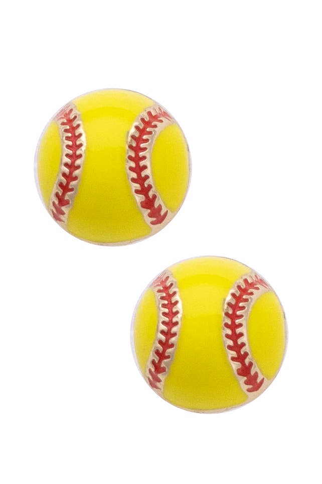 Softball Enamel Stud Earrings