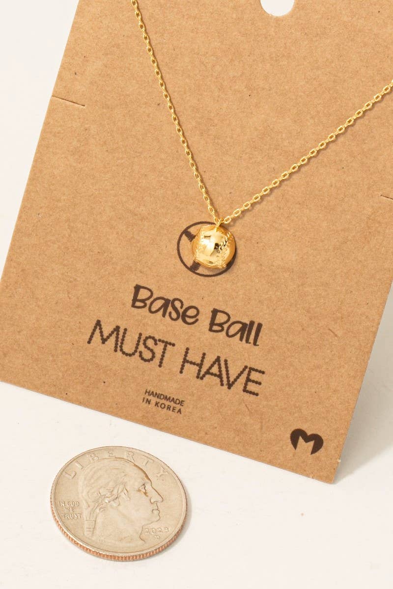 Gold Dipped Baseball/Softball Pendant Necklace