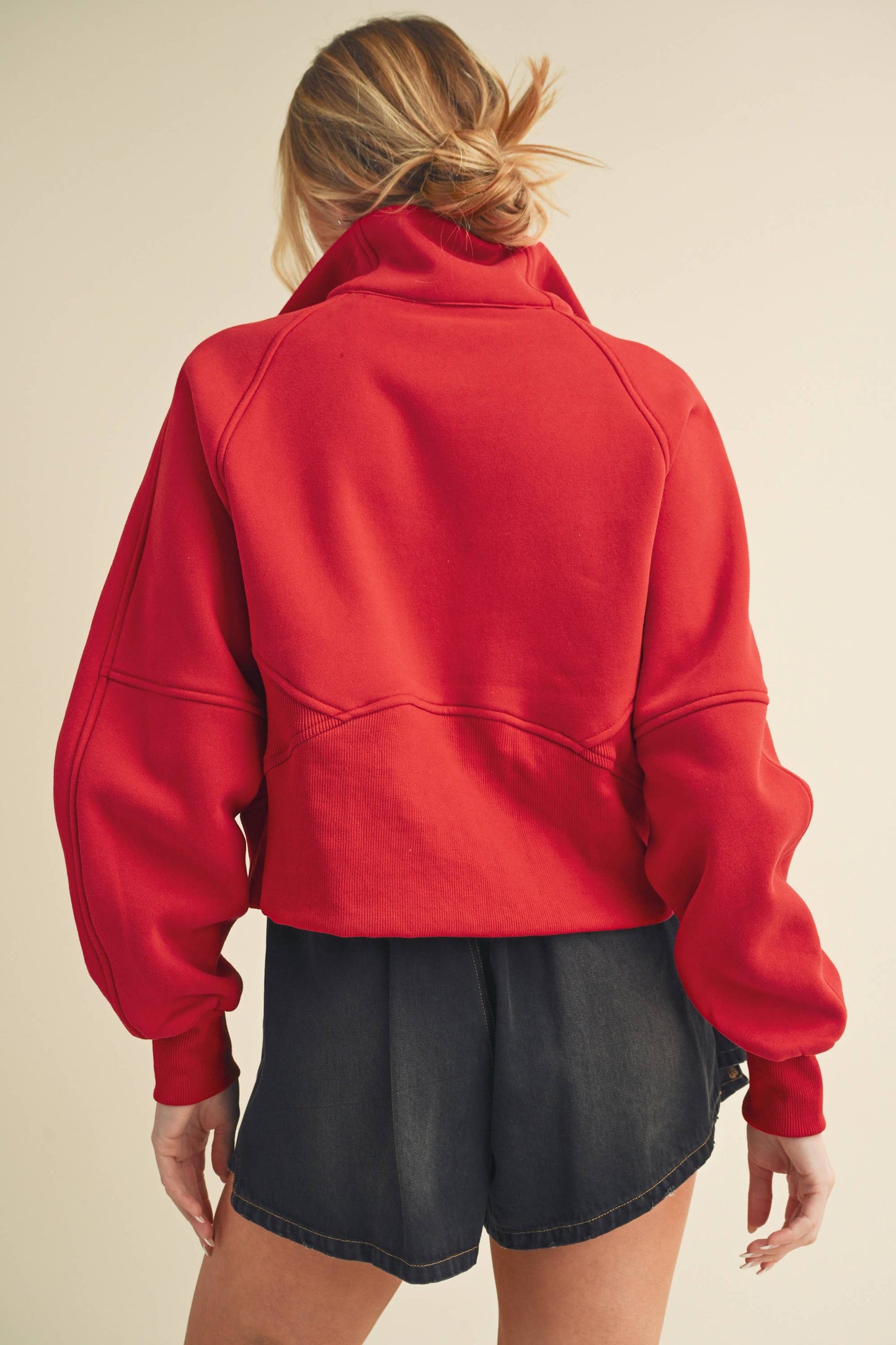 Red Funnel Neck Half Zip