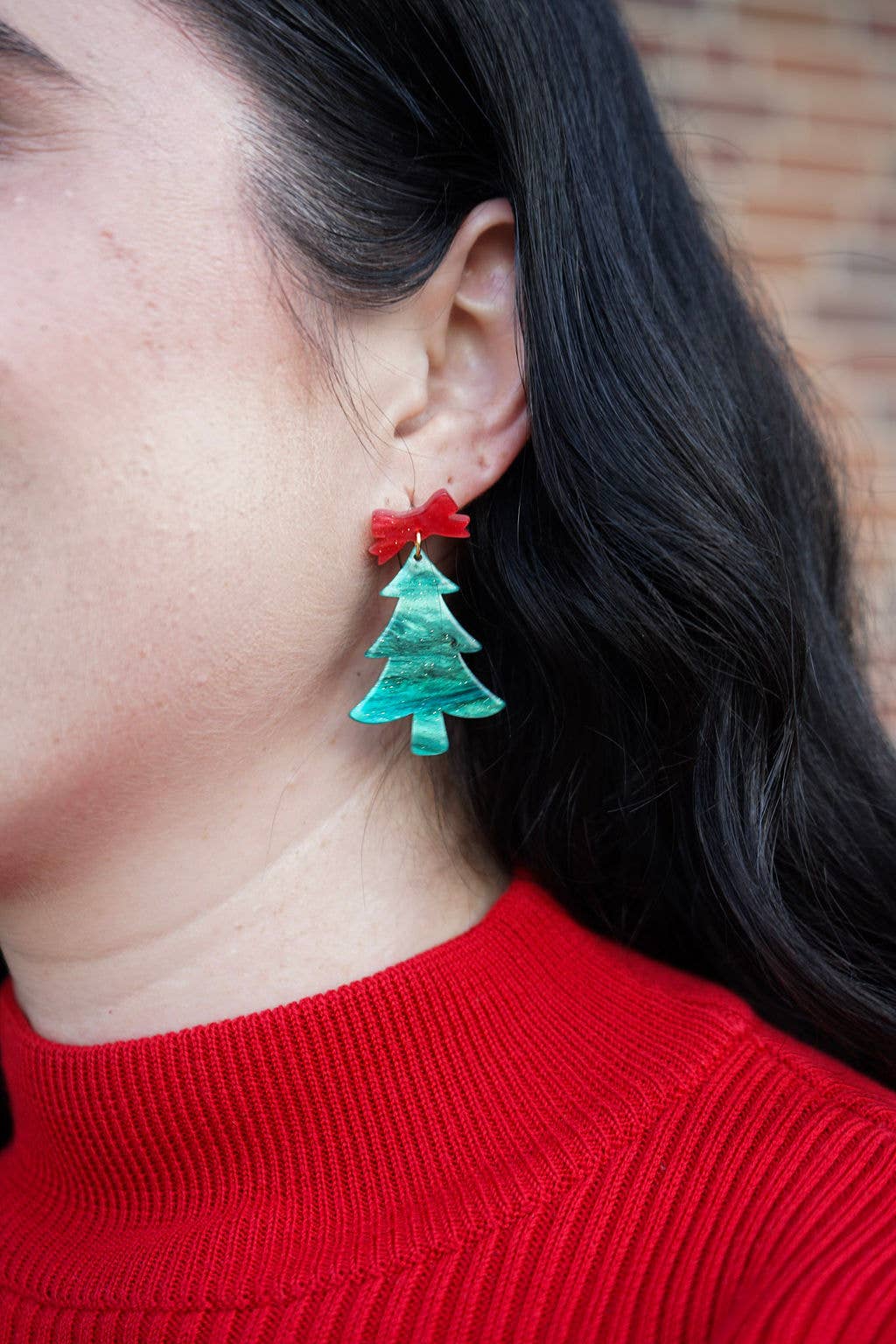 Bow Christmas Tree Earrings