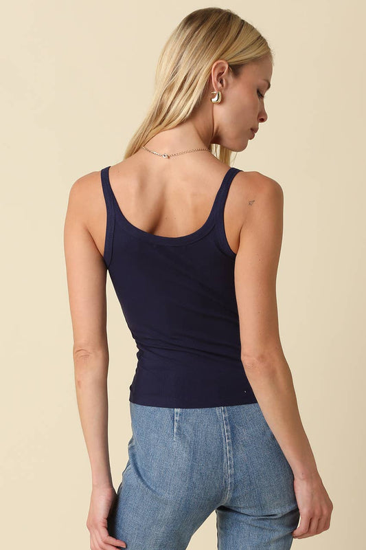 Beige Ribbed Tank Top