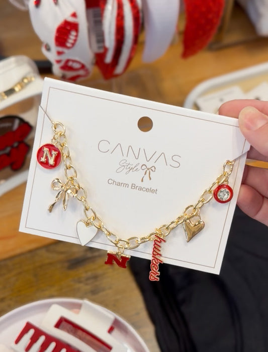 Nebraska Huskers Enamel Icons Charm Bracelet