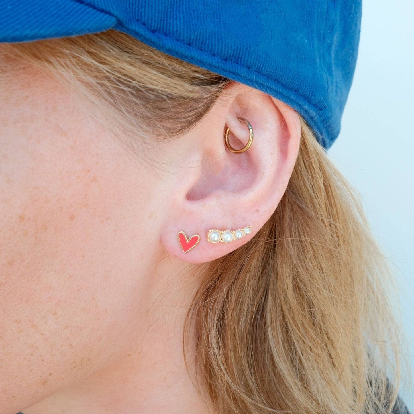 Red Sweetheart Stud Earrings