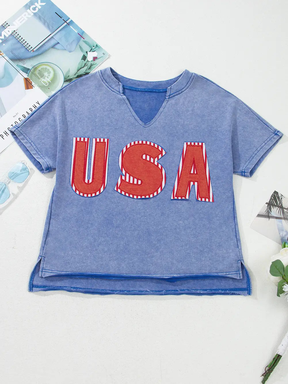 USA Patch Mineral Wash Short Sleeve Shirt