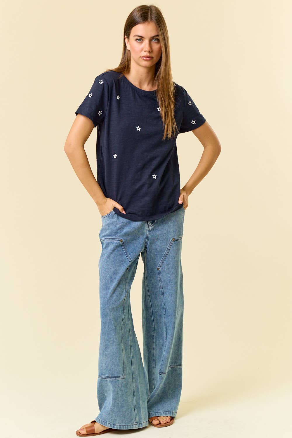 Star Embroidered Women's T-Shirt