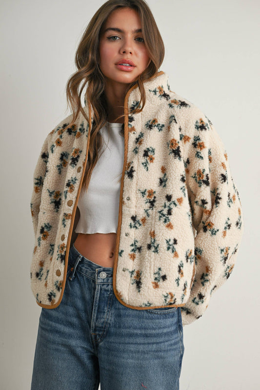 Floral Sherpa Fleece Jacket