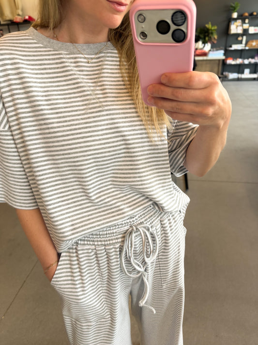 Striped Knit Top & Pants Set