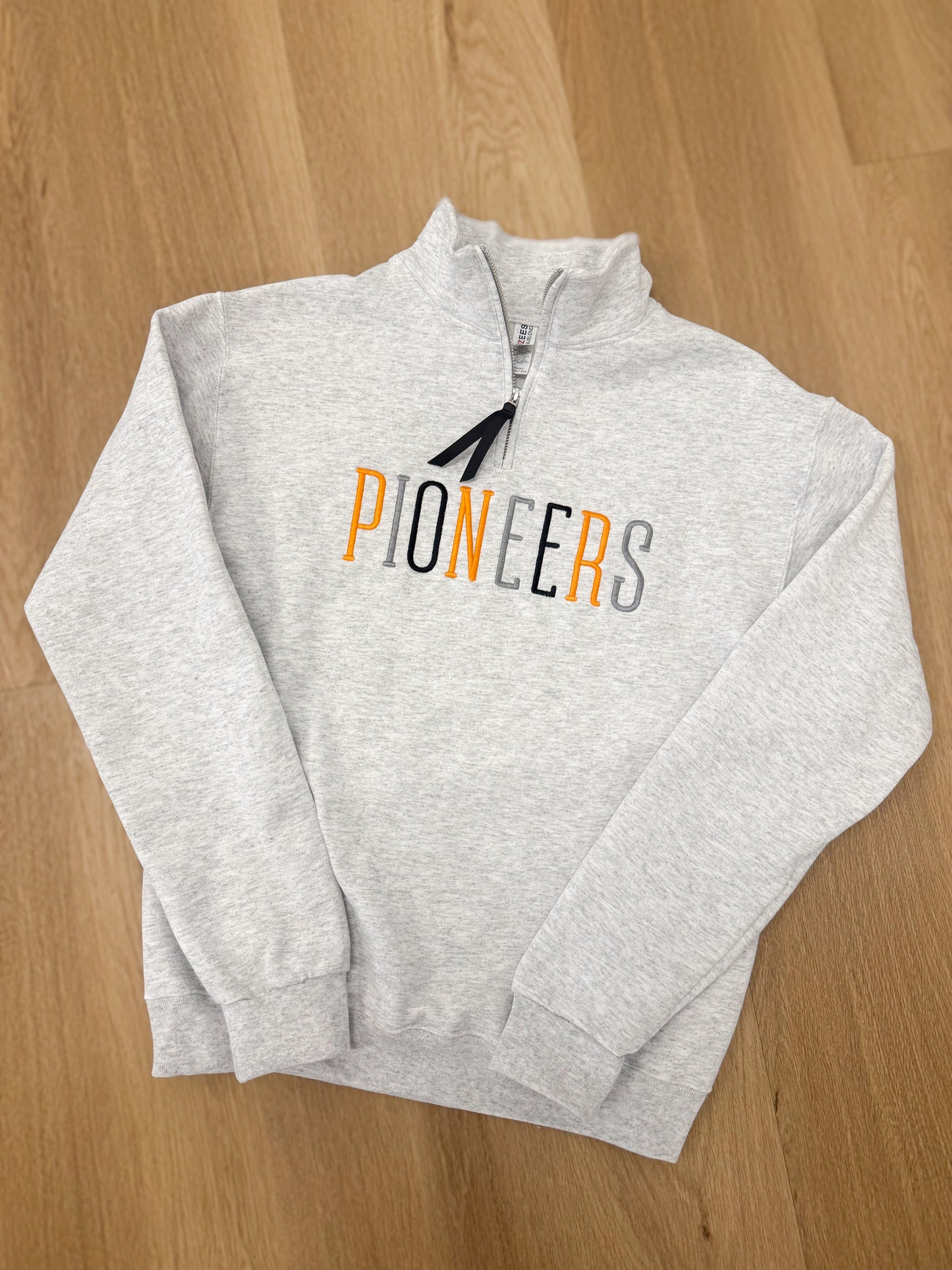 Pioneers Embroidered Grey Quarter Zip Sweatshirt