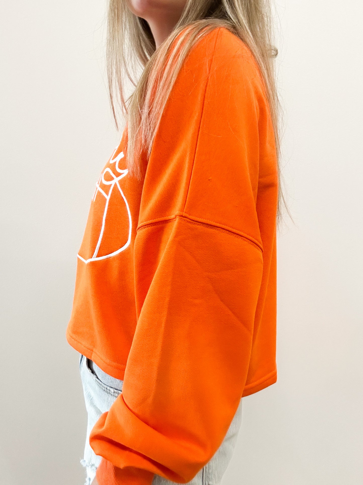 Game Day Embroidered Cropped Sweatshirt