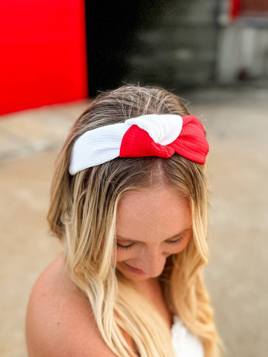 White/Red Structured Headband
