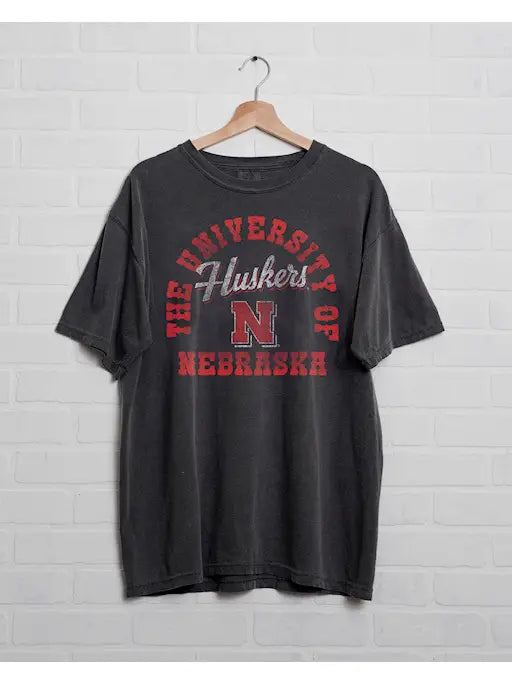 Nebraska Huskers Charcoal Thrifted T-Shirt