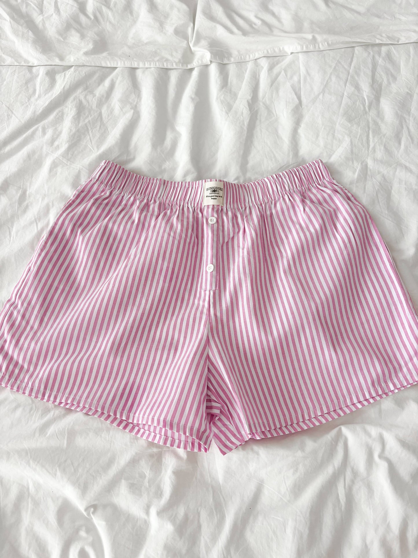 Sunkissed Coconut Pink Striped Boxer Shorts