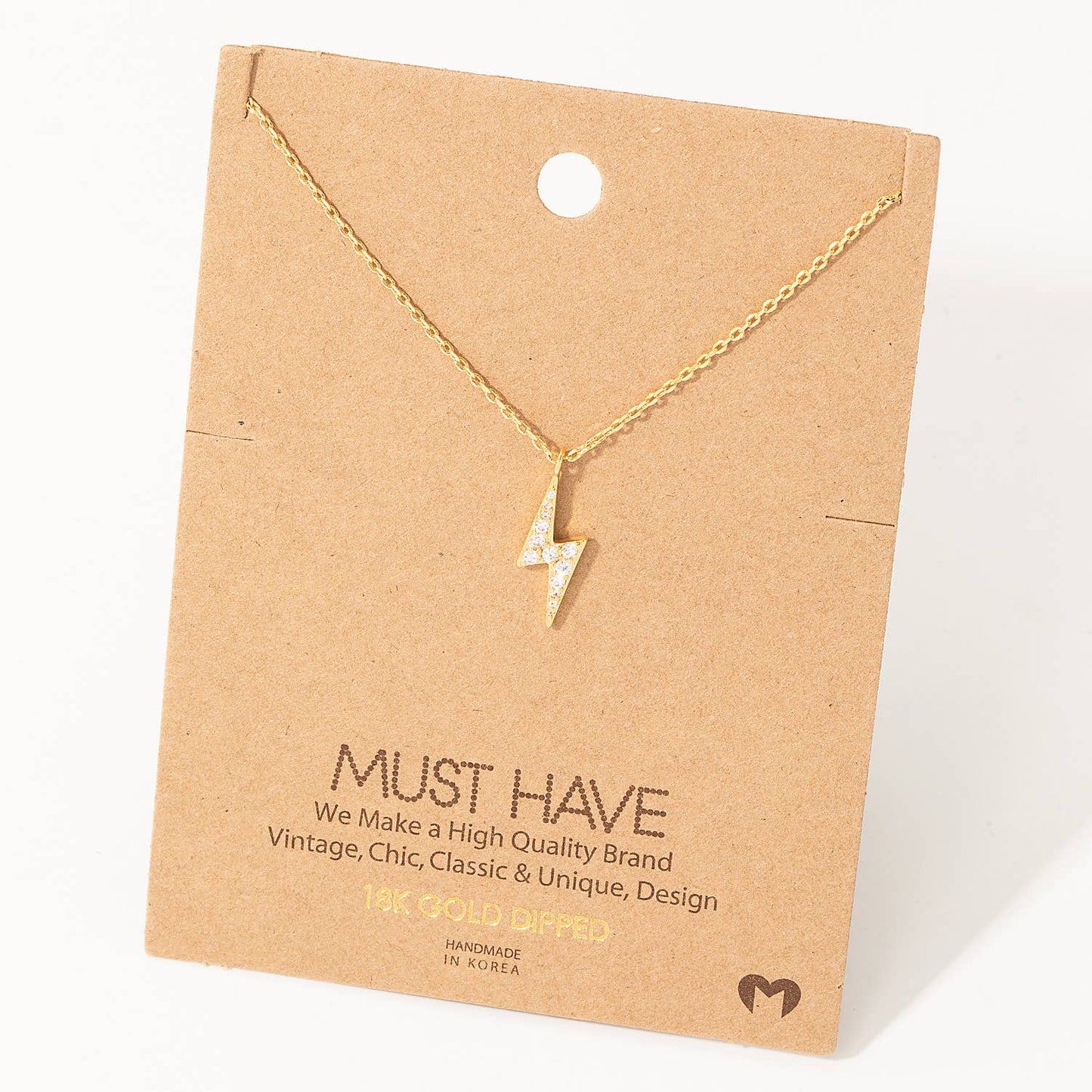 Pave Lightning Bolt Pendant Necklace