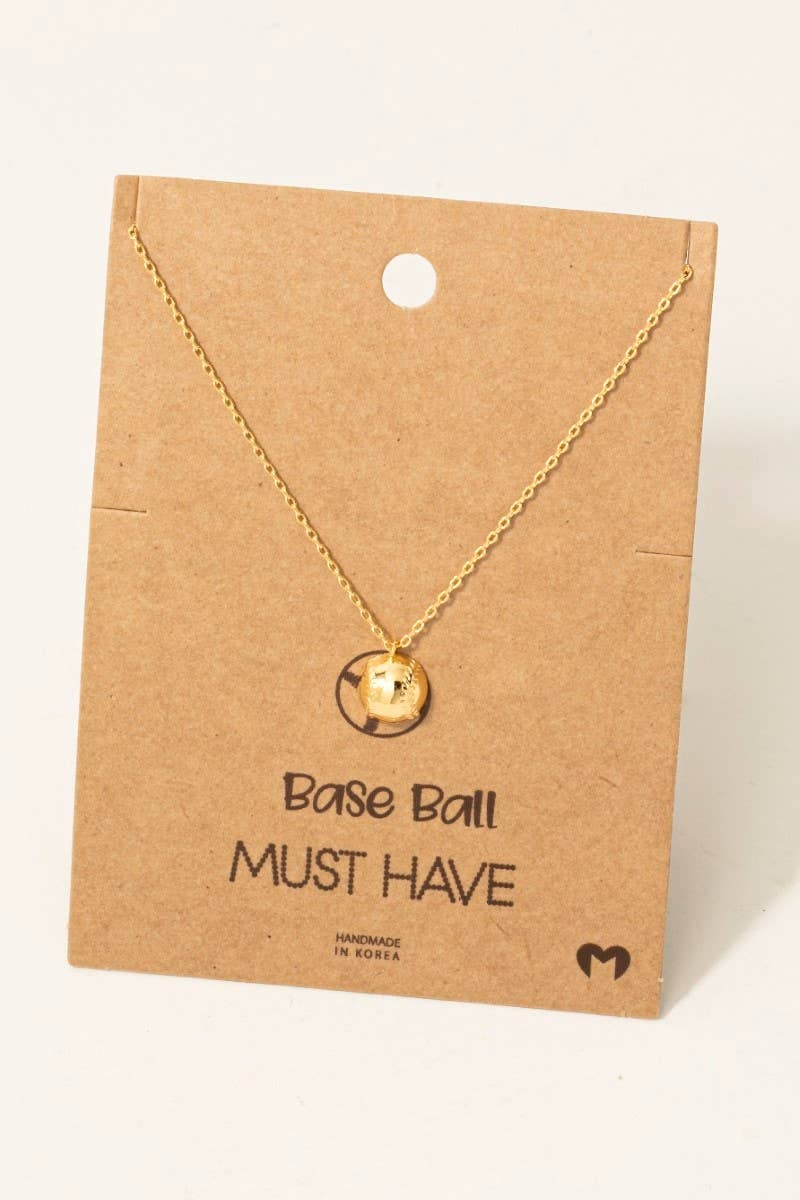 Gold Dipped Baseball/Softball Pendant Necklace
