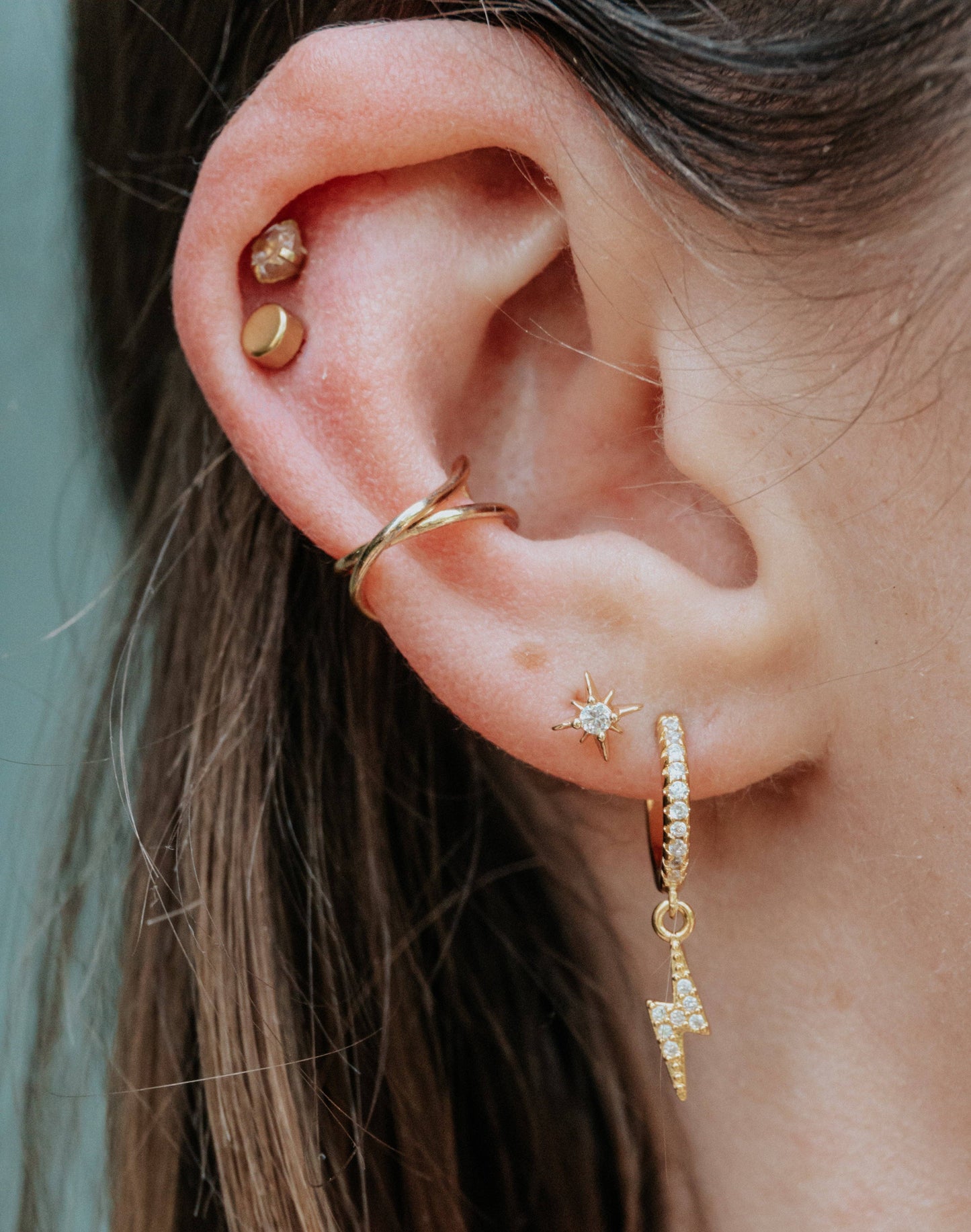 Lightning Bolt Dangle Hoops