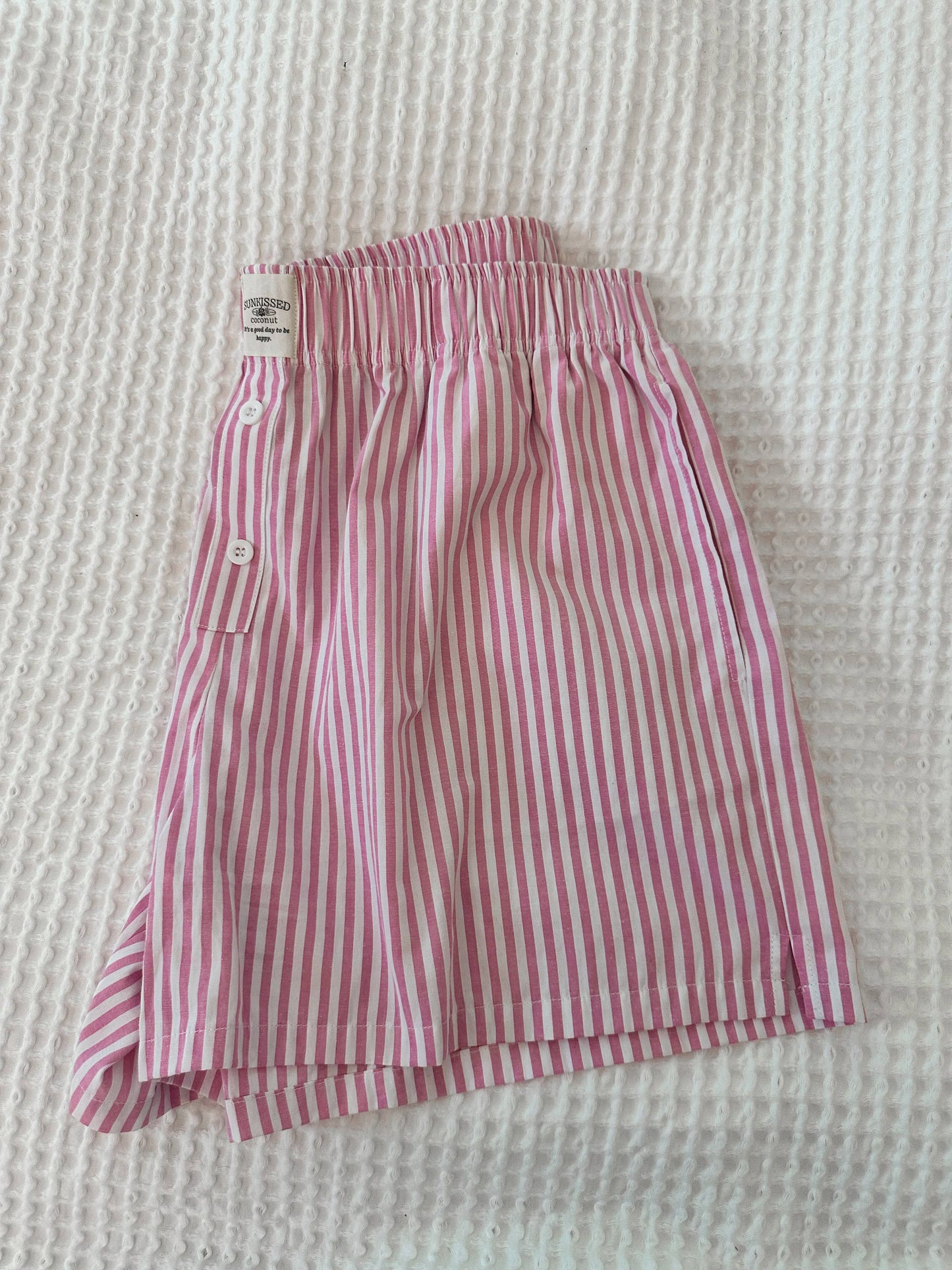 Sunkissed Coconut Pink Striped Boxer Shorts
