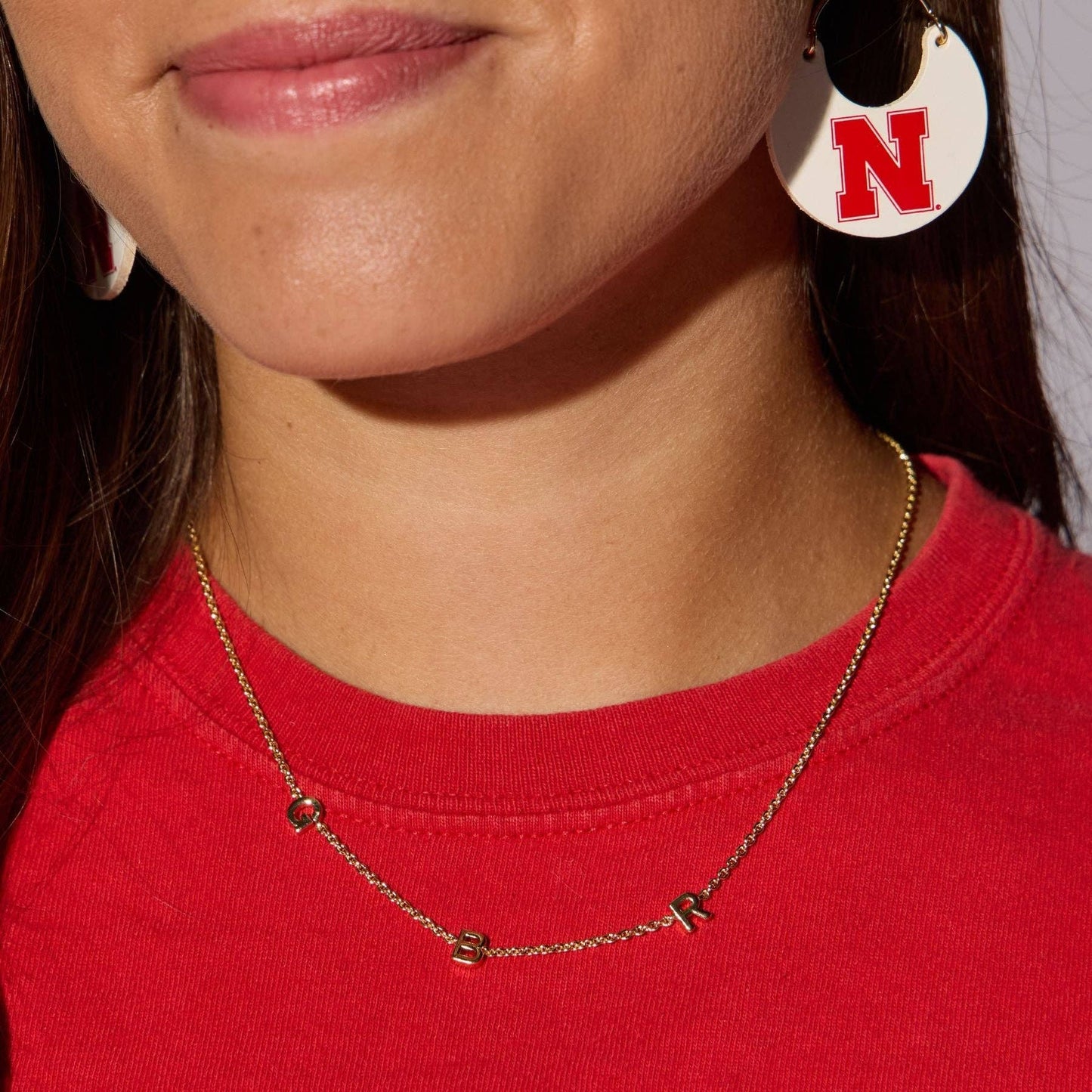 GBR "Go Big Red" Initial Necklace