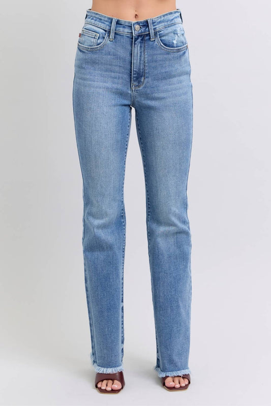Judy Blue High Waisted Bootcut with Fray Hem Jeans