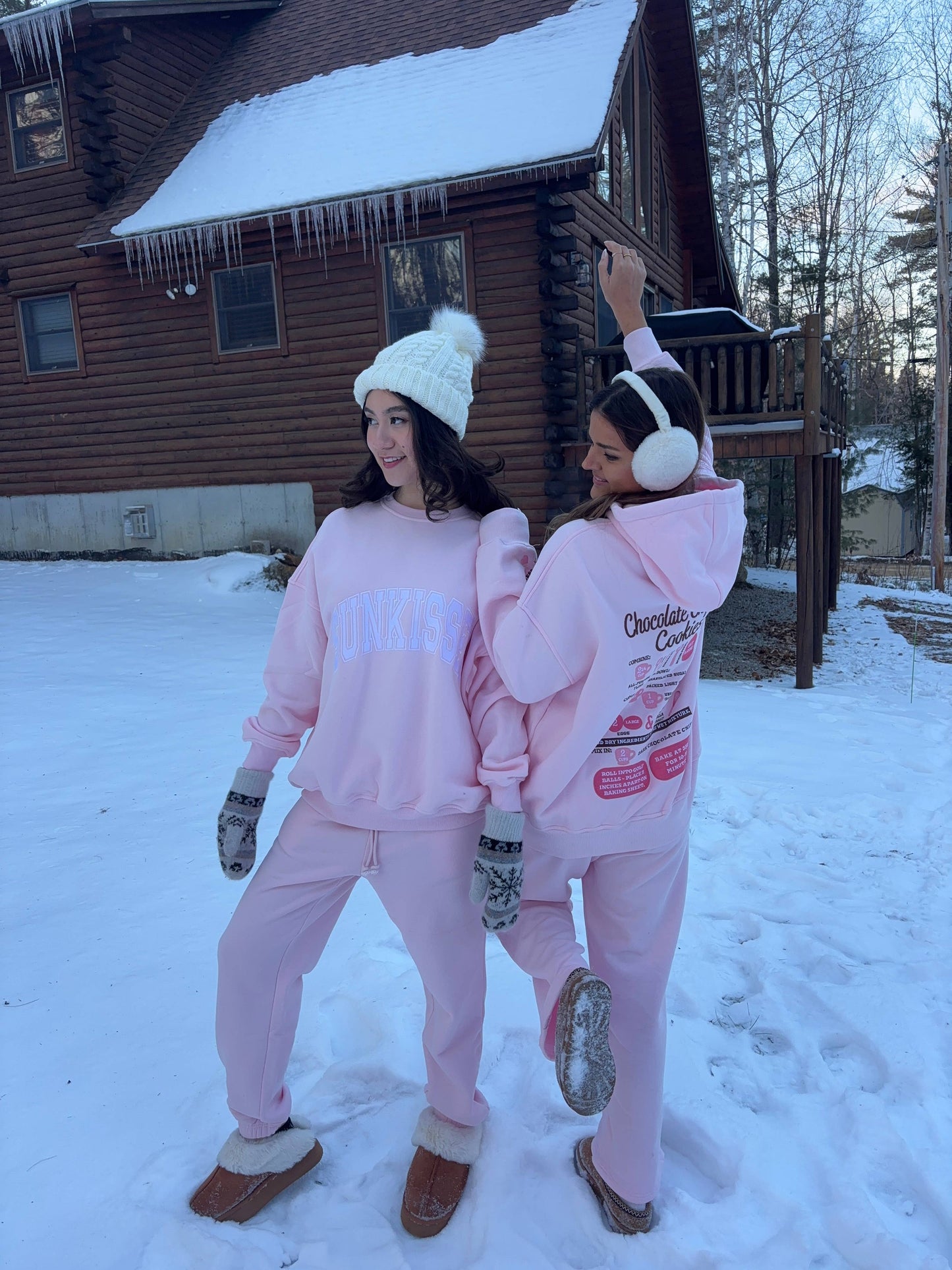 Sunkissed Coconut Light Pink Varsity Embroidered Sweatshirt