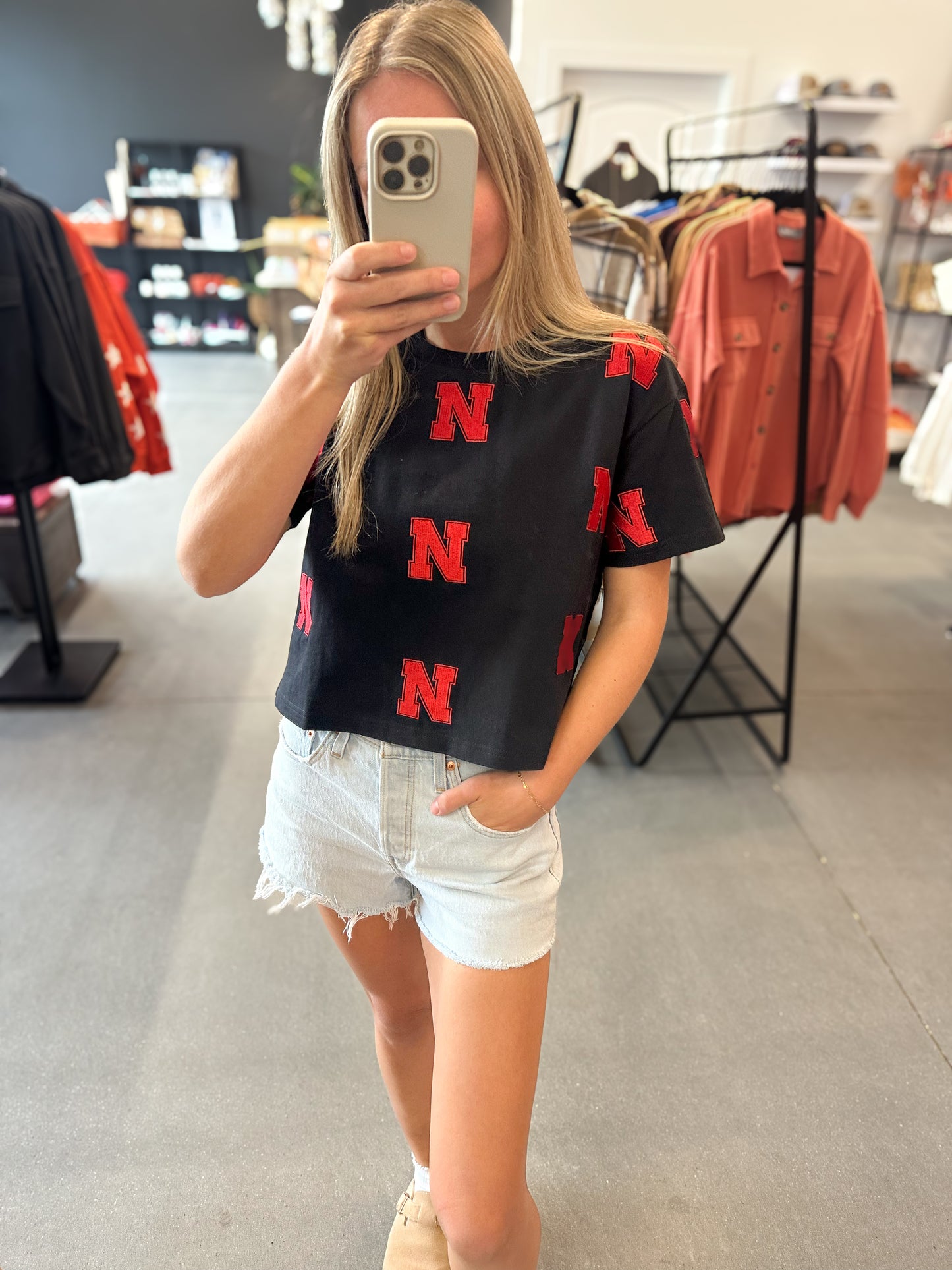 Nebraska Huskers Embroidered Cropped T-Shirt