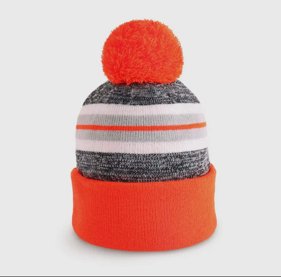 Orange & Grey Pom Beanie