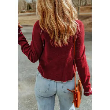 Waffle Raglan Long Sleeve Top