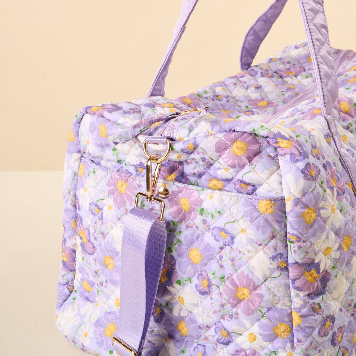 Quilted Weekender Bag Purple
