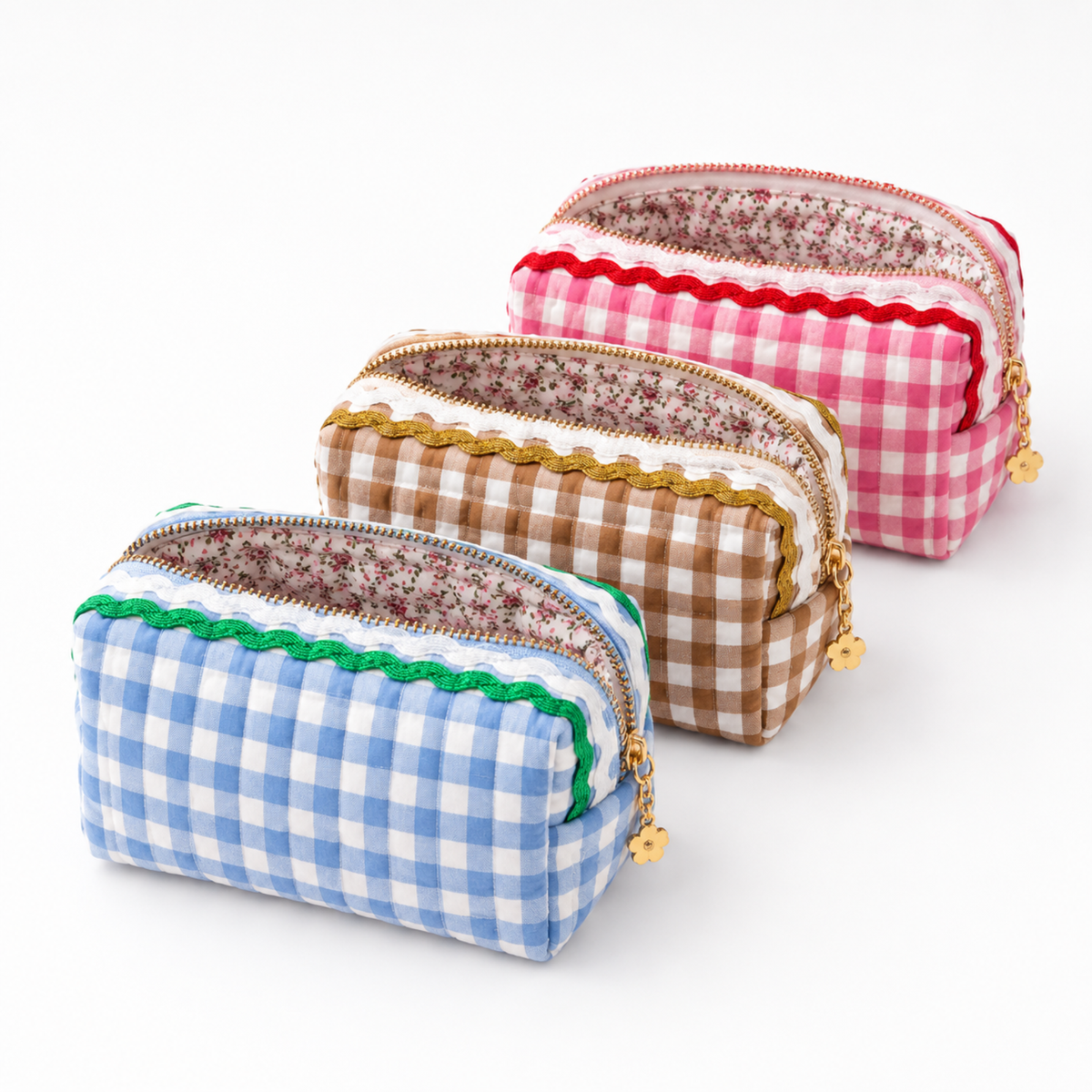 Color Wave Gingham Cosmetic Case