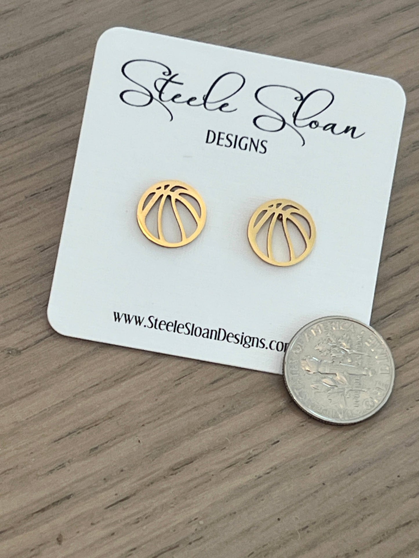 Basketball Gold Stud Earrings