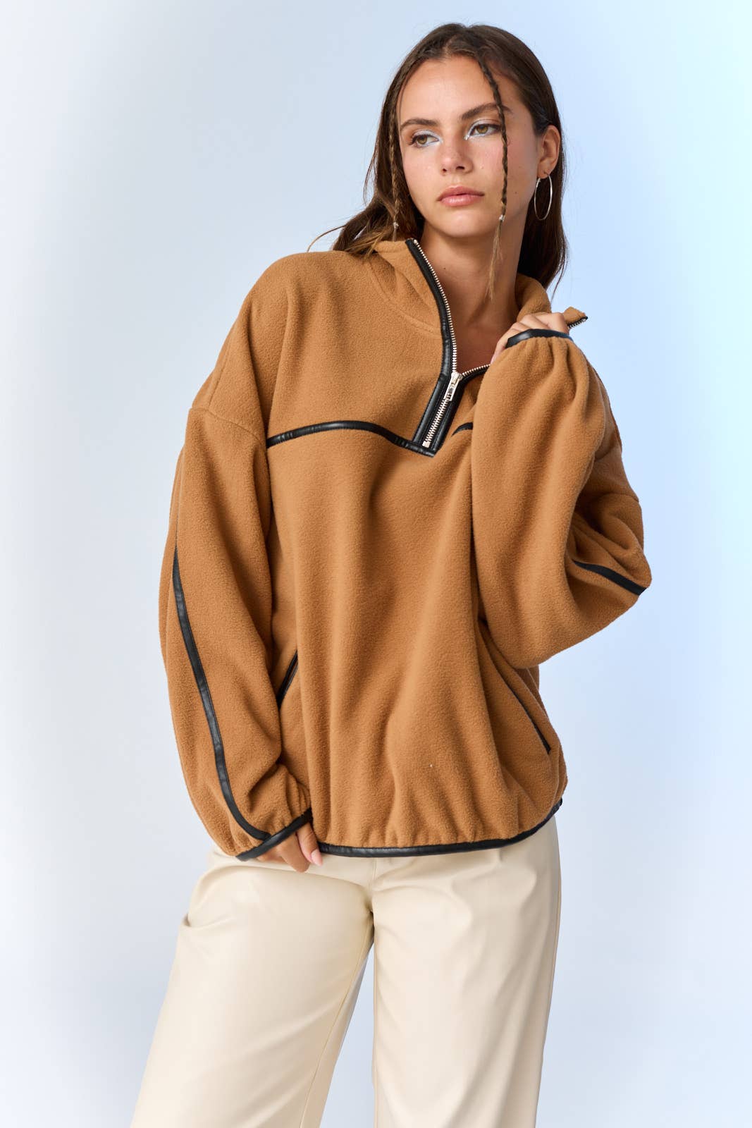 Brown Half Zip Fleece Pullover
