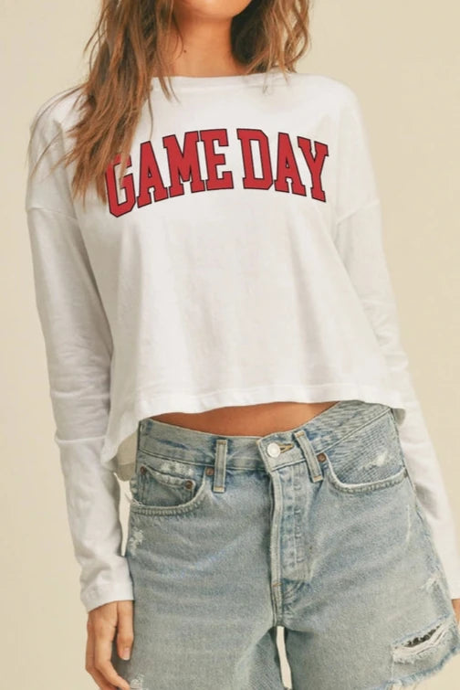 Game Day Long Sleeve Cropped T-Shirt
