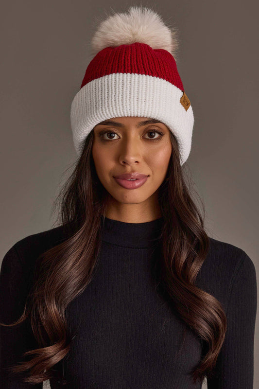 Red & White Santa Beanie Pom Hat