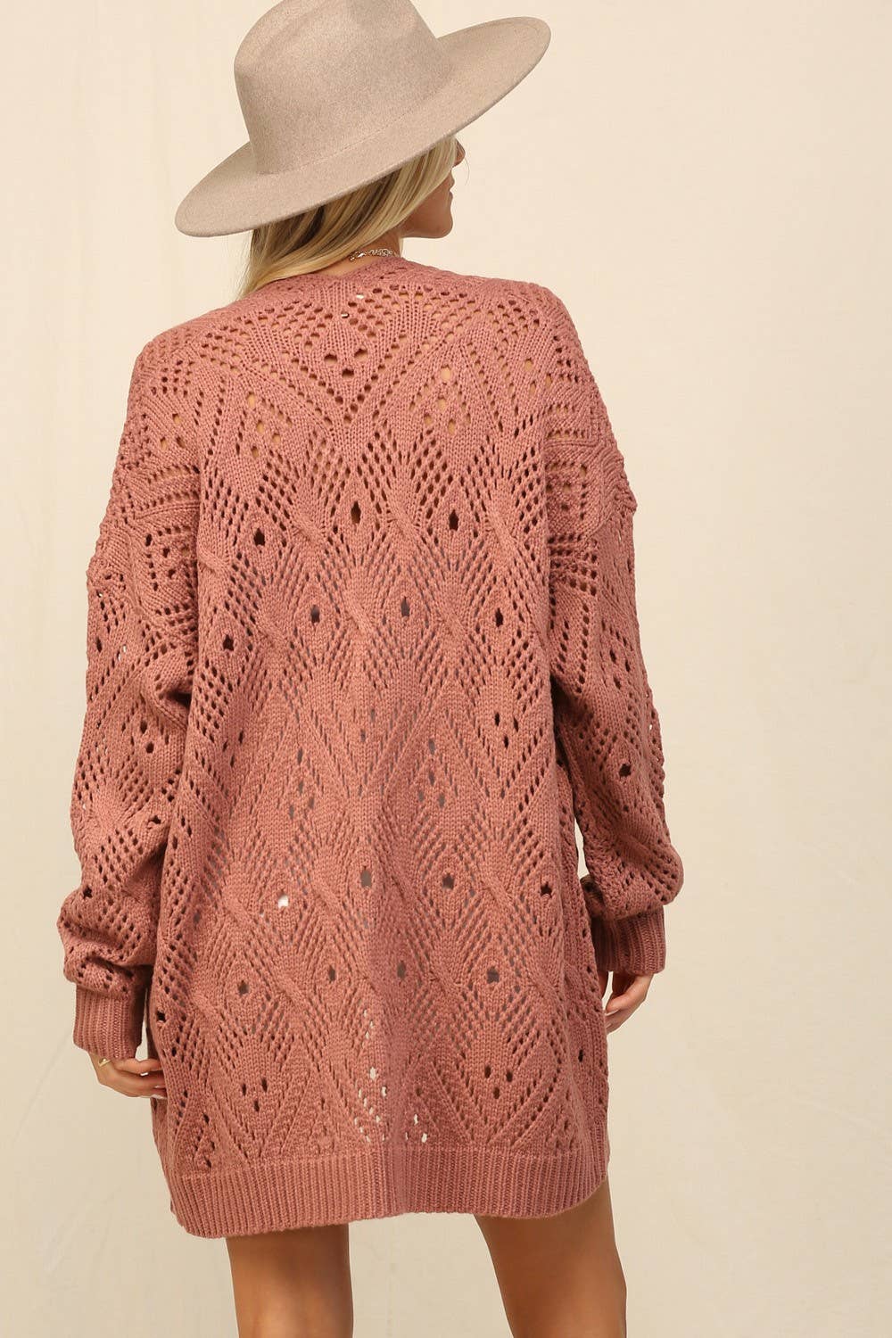 Mauve Open Knit Cardigan