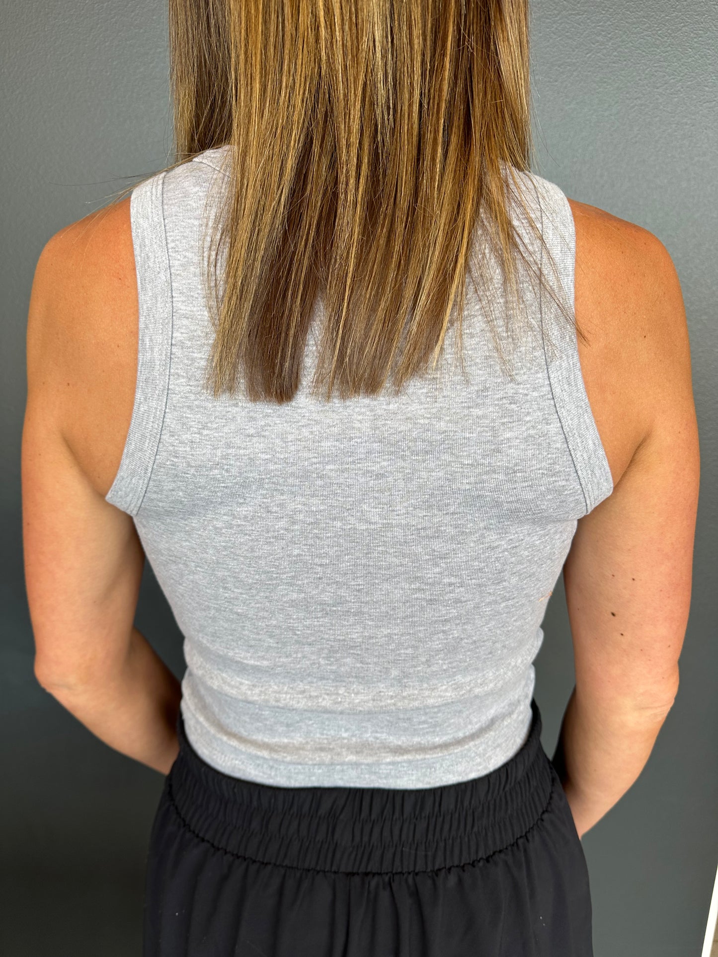 Fort Calhoun Pioneers Script Micro Rib Crop Tank Top