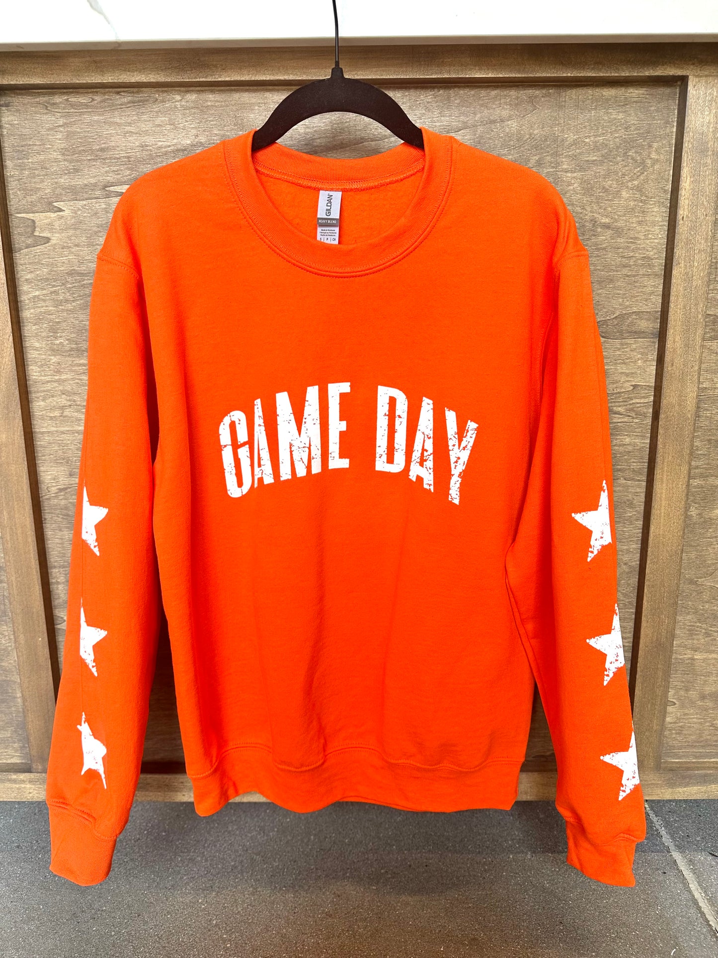 Orange Game Day Star Sleeves Sweatshirt