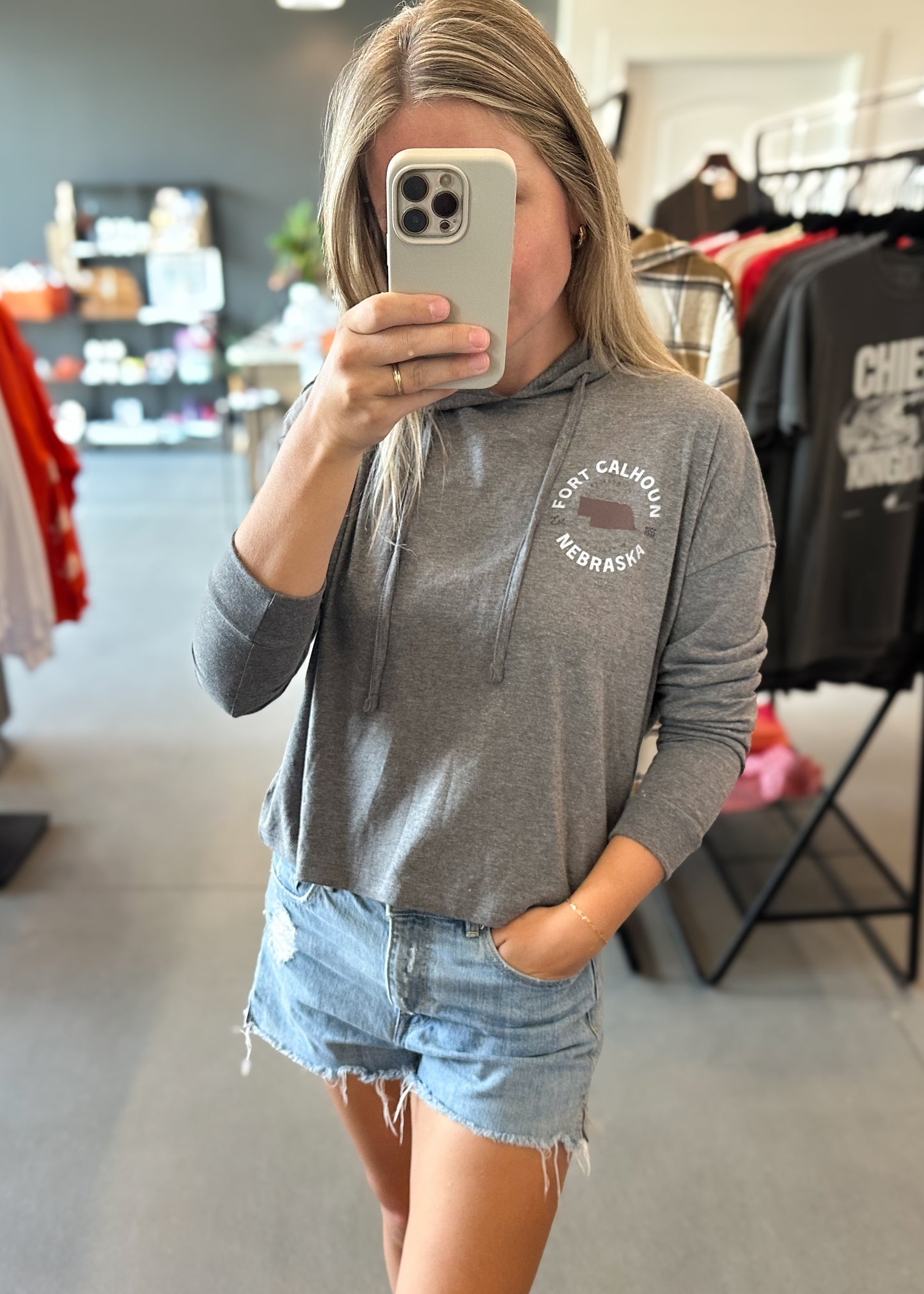Fort Calhoun Coordinates Cropped Long Sleeve T-Shirt