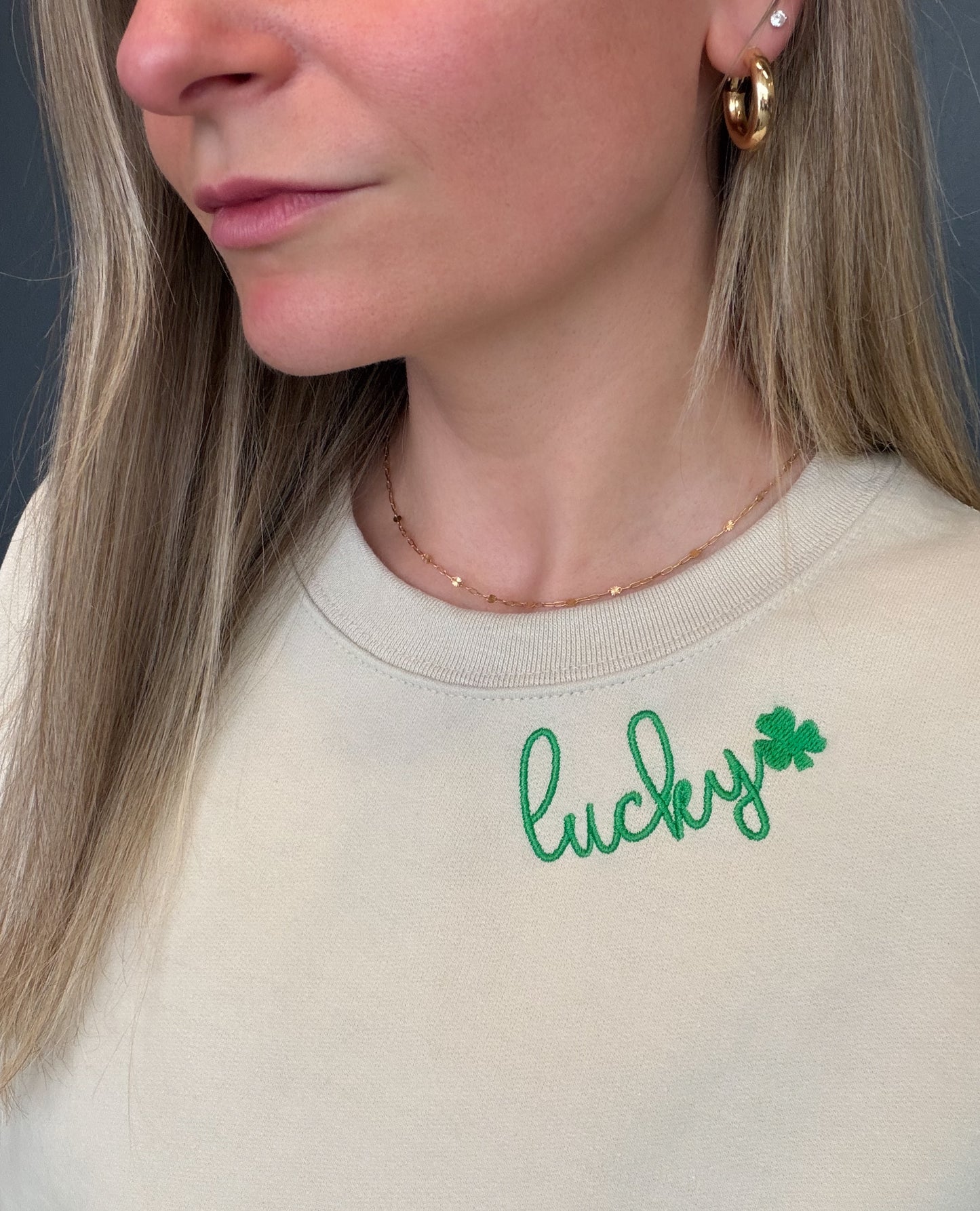 Lucky Shamrock Embroidered Sweatshirt