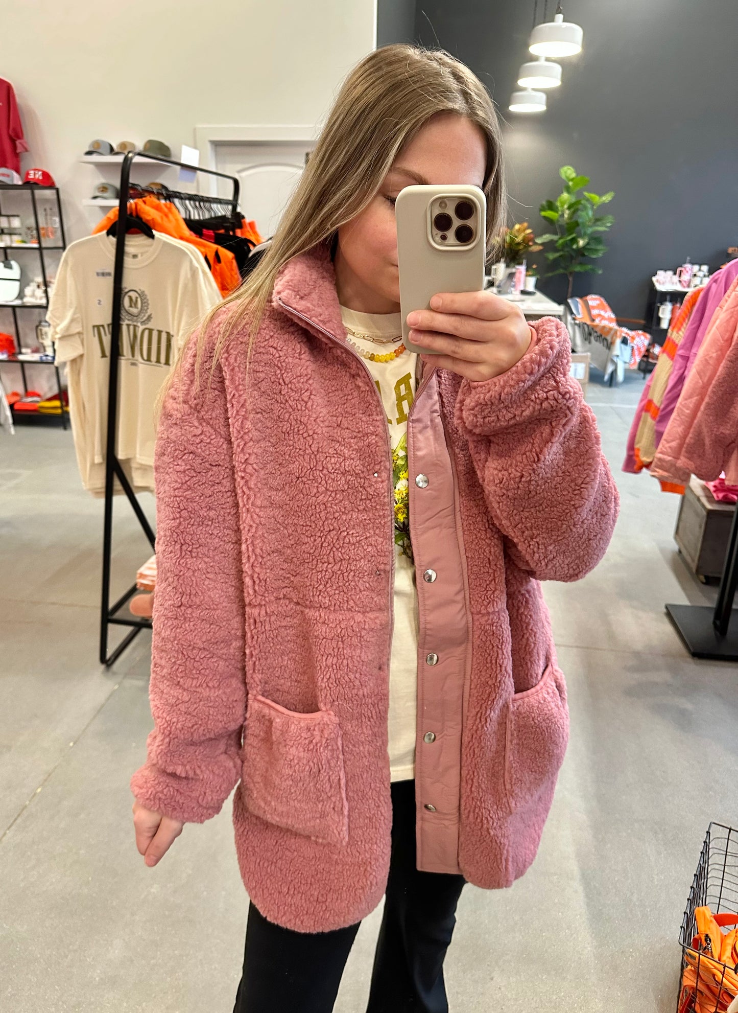 Mauve Oversized Sherpa Jacket