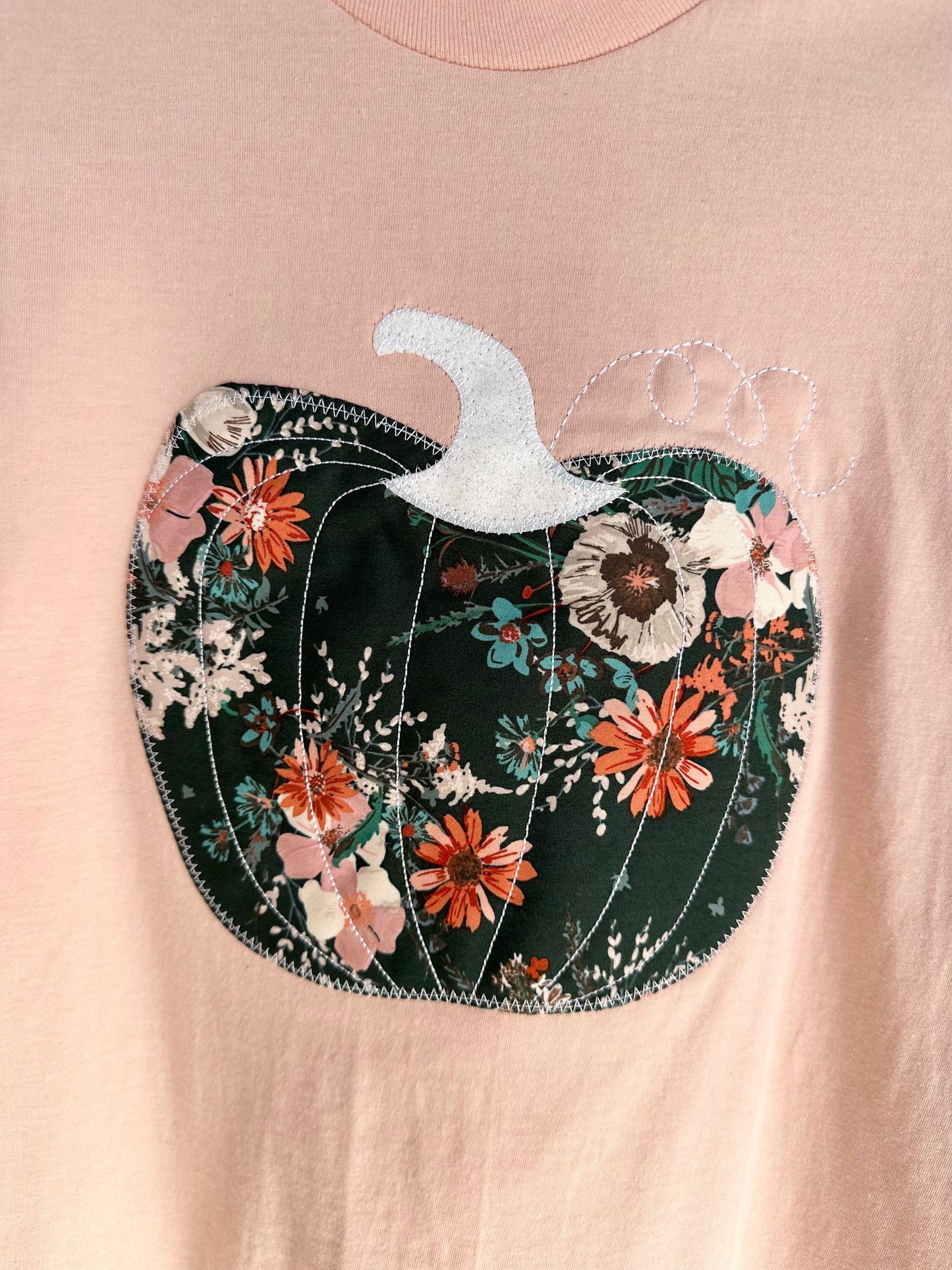 Floral Pumpkin Applique T-Shirt