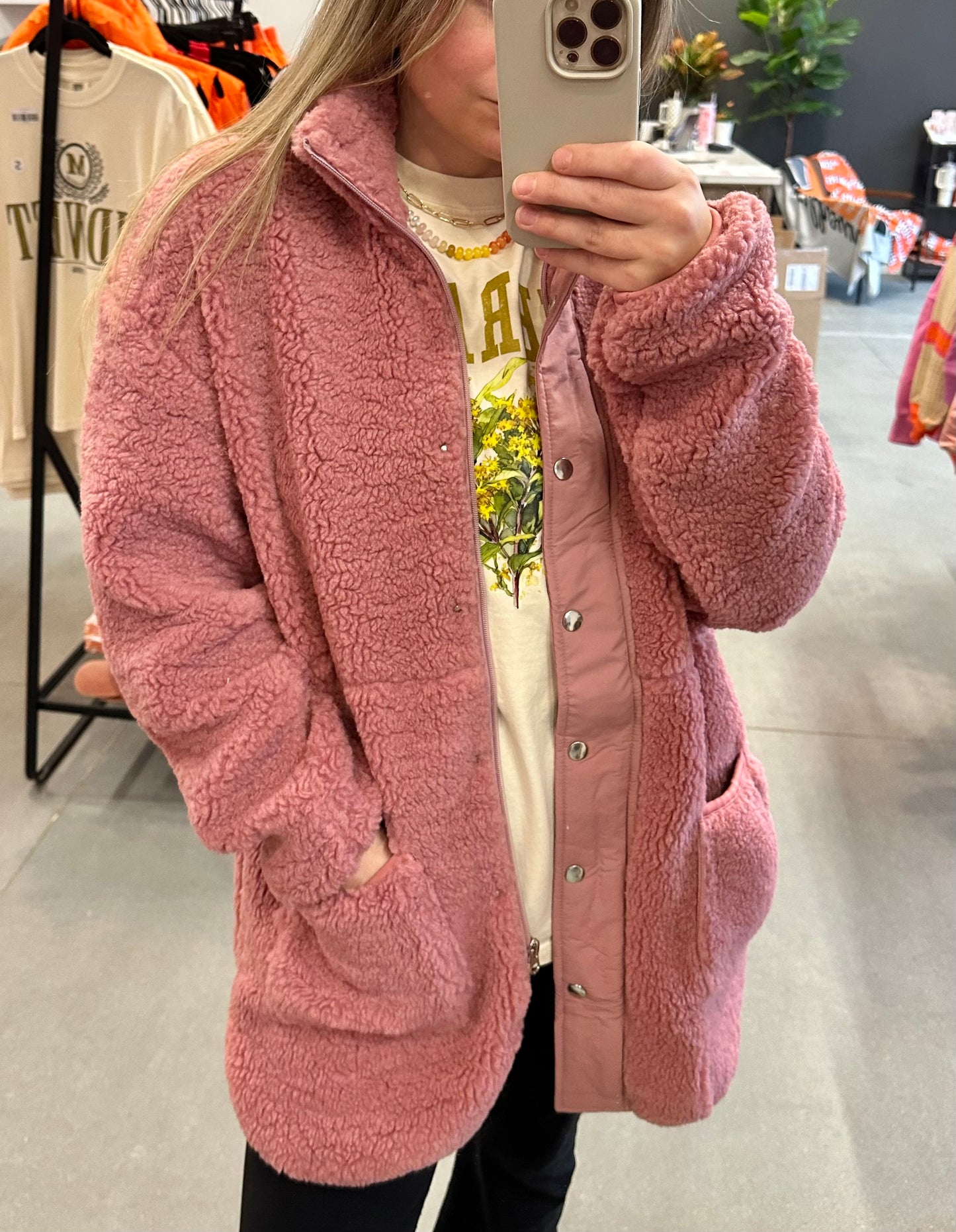 Mauve Oversized Sherpa Jacket
