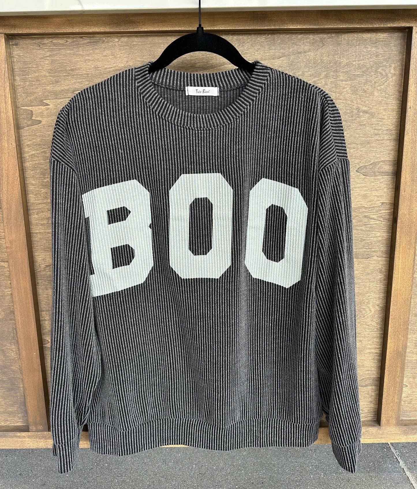 BOO Ribbed Charcoal Sweatshirt
