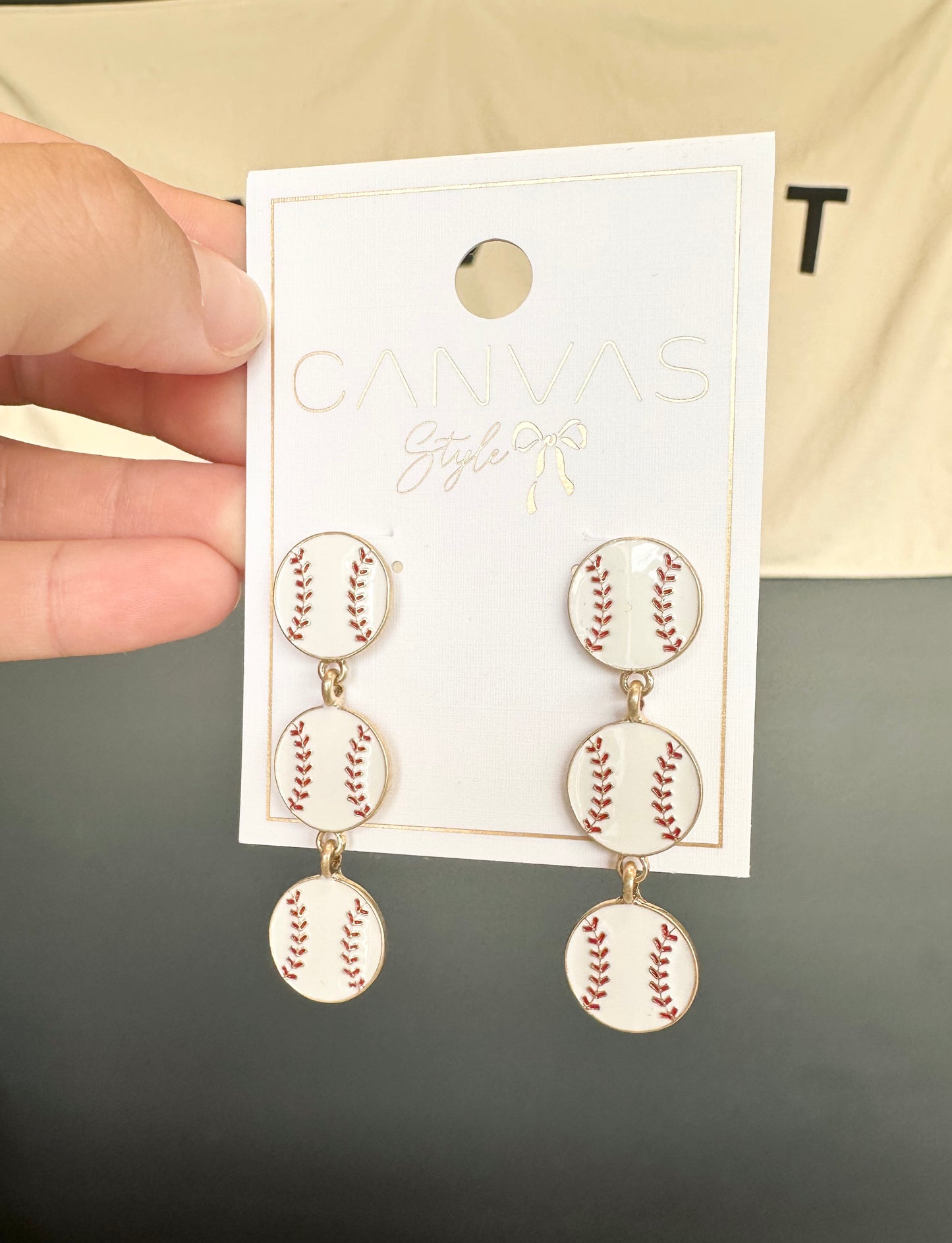Baseball Drop Enamel Earrings