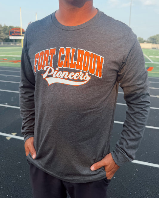 Fort Calhoun Pioneers Dark Grey Long Sleeve T-Shirt