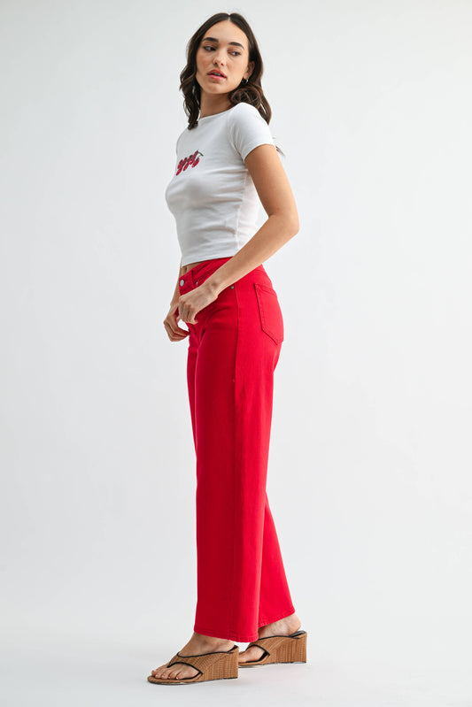 Red Vintage High Rise Straight Jeans